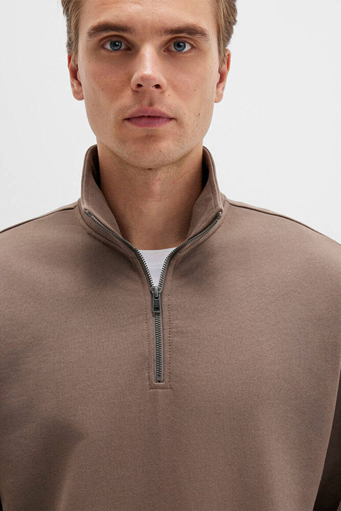 Erkek Half Zıp Sweat 0S10419-70380 Kahve 