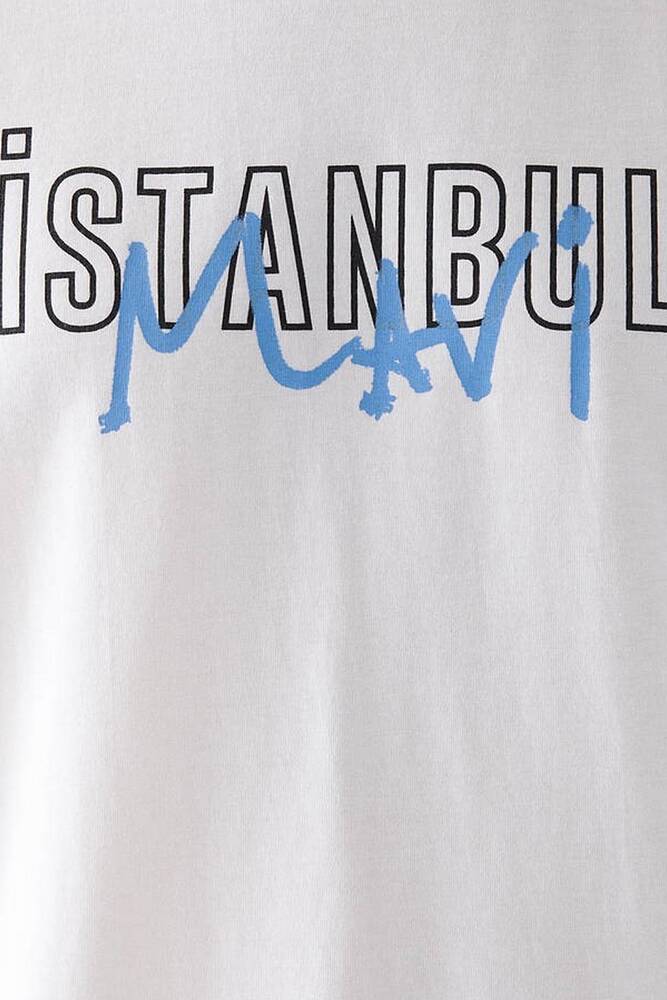 Erkek İstanbul Baskılı Tişört 067114-620 Beyaz 
