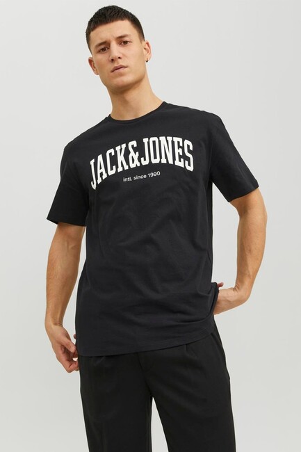 Jack & Jones - Erkek Josh Bisiklet Yaka Tişört 12236514 Siyah 
