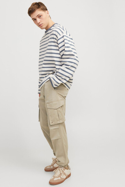 Erkek Kane Noah Cuffed Cargo Pantolon 12242264 Ekru - Thumbnail