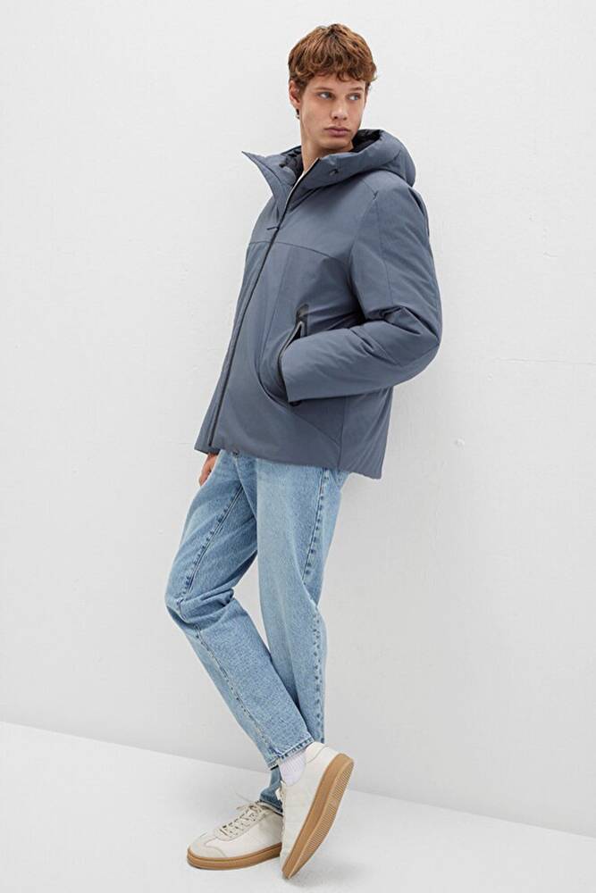 Erkek Kapüşonlu Ceket 0110663-80776 Gri 