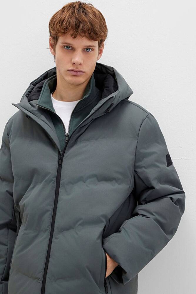 Erkek Kapüşonlu Mont 0110651-85550 Gri 