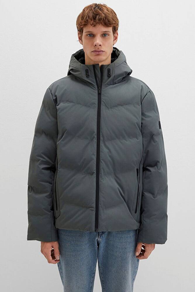 Erkek Kapüşonlu Mont 0110651-85550 Gri 