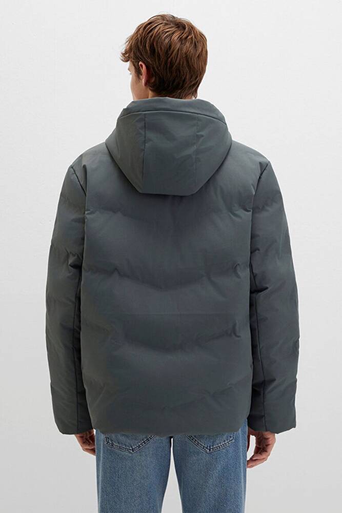 Erkek Kapüşonlu Mont 0110651-85550 Gri 