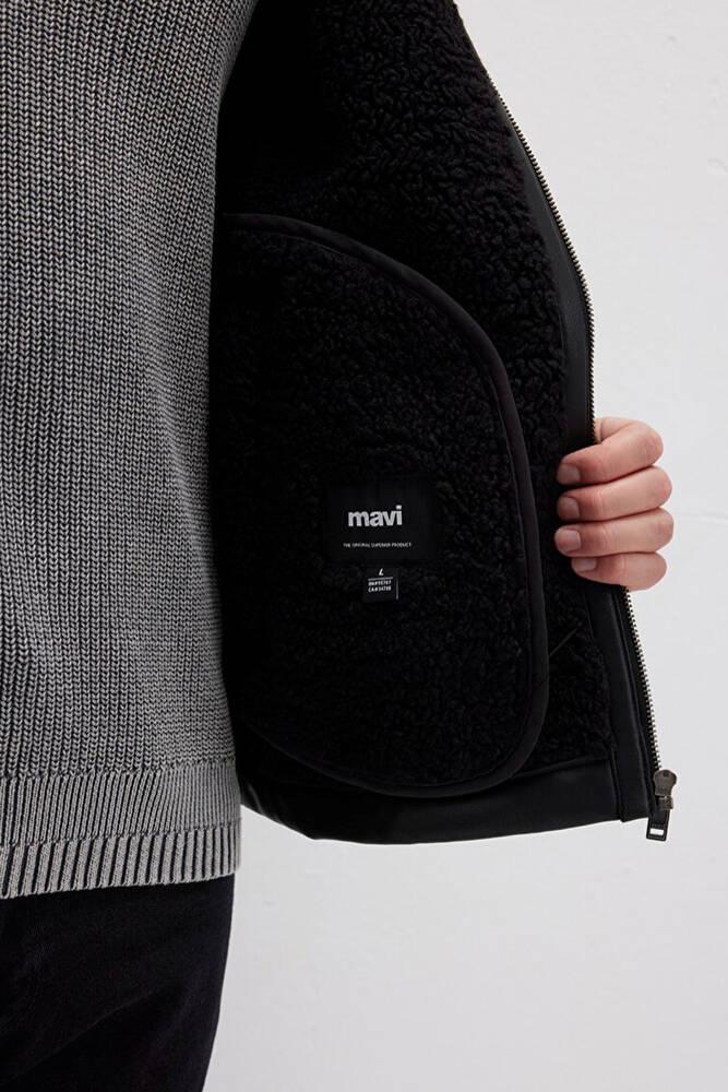 Erkek Kürk Yaka Ceket 0110670-71379 Siyah 