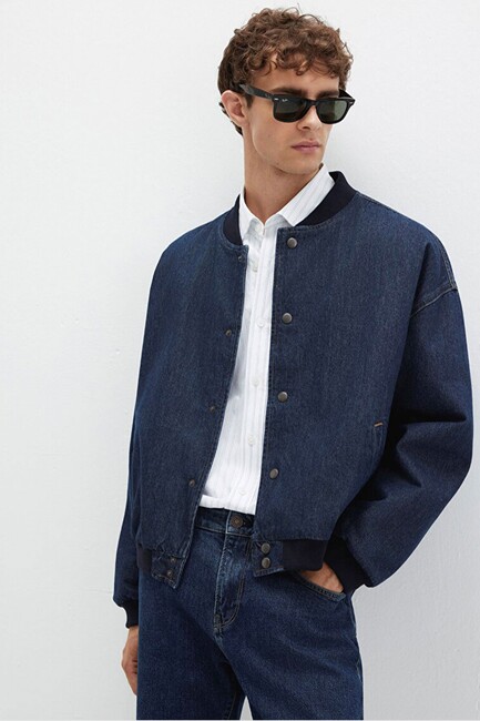 Erkek Leroy Street Denim Ceket 0110718-90840 Mavi - Thumbnail