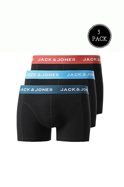 Jack & Jones - Erkek Marvın Renkli Logolu 3'lü Boxer Paketi 12237286 Siyah 