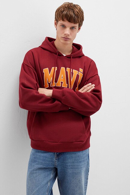 Erkek Mavi Baskılı Sweat 067149-85493 Bordo (1)