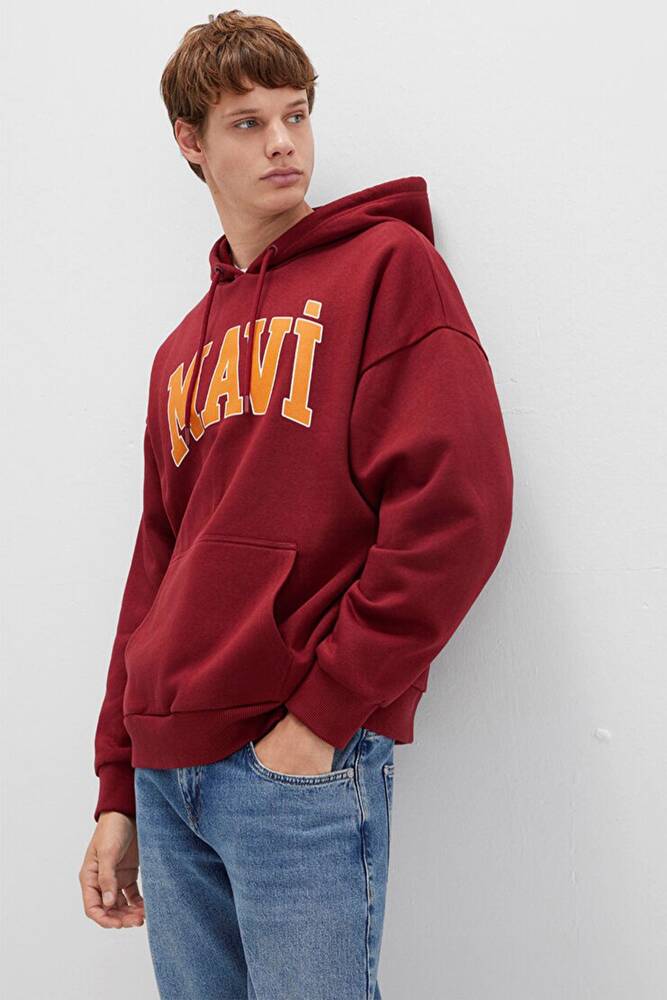 Erkek Mavi Baskılı Sweat 067149-85493 Bordo  Erkek Mavi Baskılı Sweat 067149-85493 Bordo