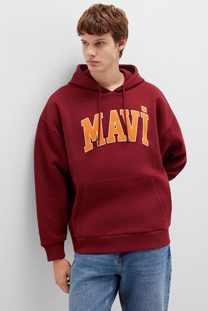 Erkek Mavi Baskılı Sweat 067149-85493 Bordo  Erkek Mavi Baskılı Sweat 067149-85493 Bordo