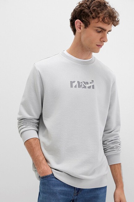 Erkek Mavi Baskılı Sweat 0S10402-70075 Gri (2)