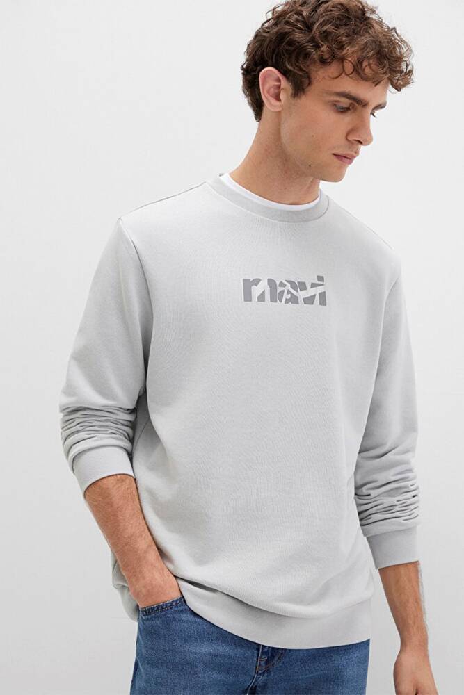 Erkek Mavi Baskılı Sweat 0S10402-70075 Gri 