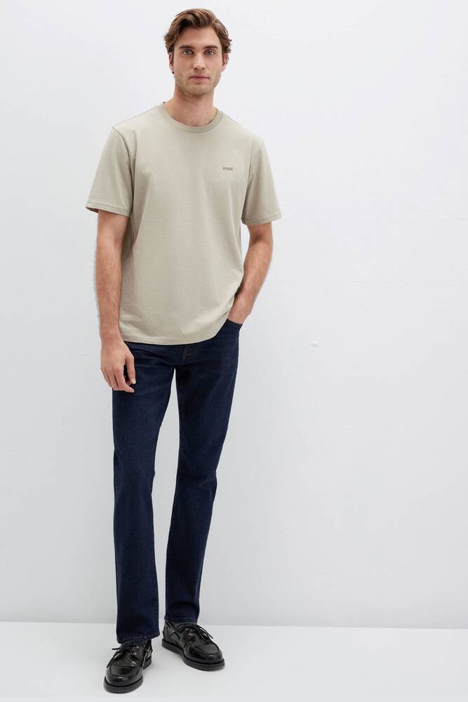 Erkek Mavi Baskılı Tişört 0612819-70154 Bej  Erkek Mavi Baskılı Tişört 0612819-70154 Bej