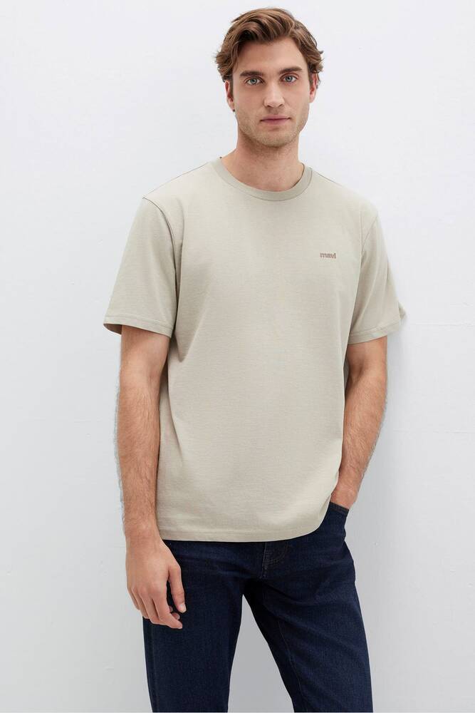 Erkek Mavi Baskılı Tişört 0612819-70154 Bej  Erkek Mavi Baskılı Tişört 0612819-70154 Bej