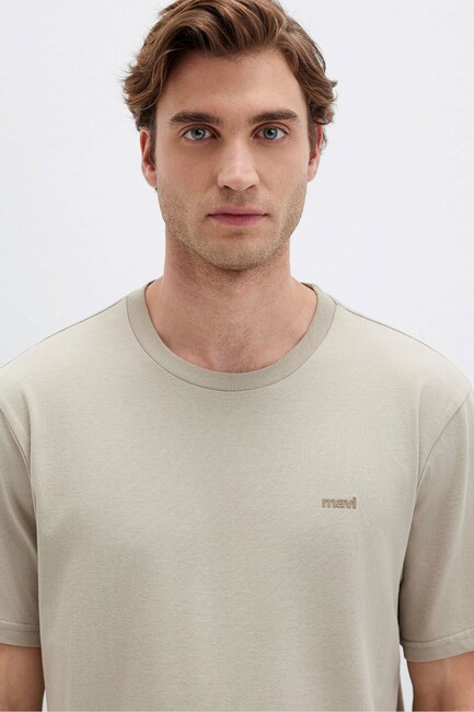 Erkek Mavi Baskılı Tişört 0612819-70154 Bej - Thumbnail