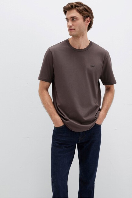 Erkek Mavi Baskılı Tişört 0612819-70251 Kahve (2)