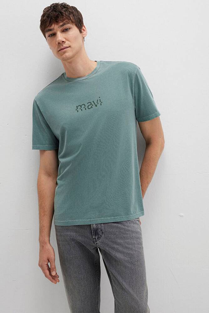 Erkek Mavi Baskılı Tişört 0612933-71917 Yeşil 