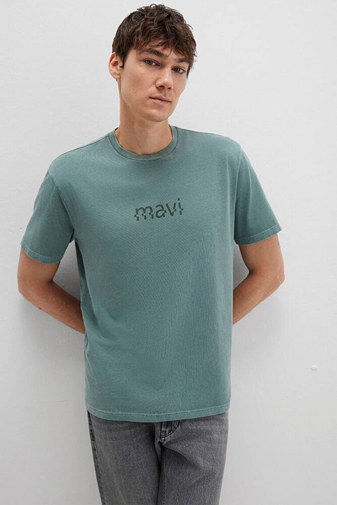 Erkek Mavi Baskılı Tişört 0612933-71917 Yeşil 