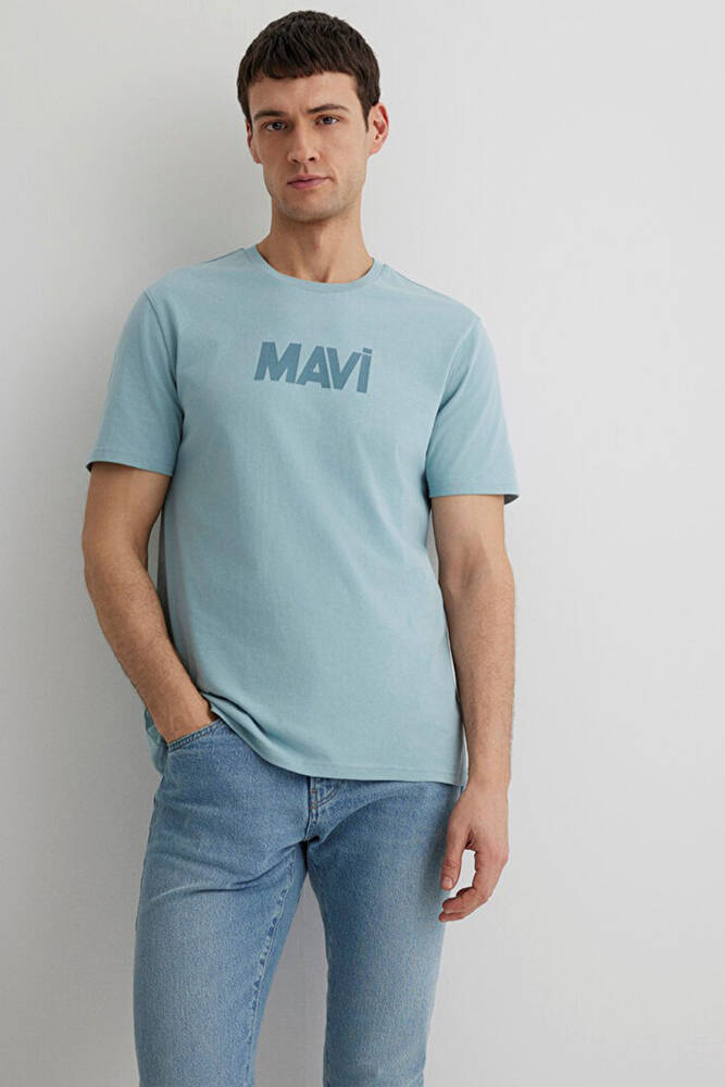 Erkek Mavi Baskılı Tişört 066846-70838 Mavi 