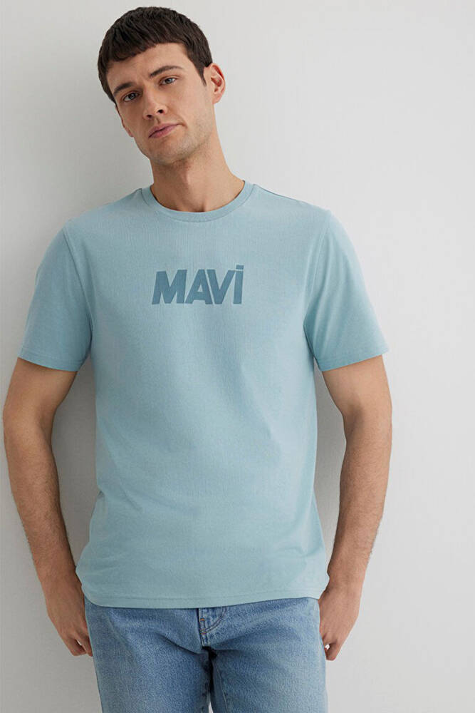 Erkek Mavi Baskılı Tişört 066846-70838 Mavi 