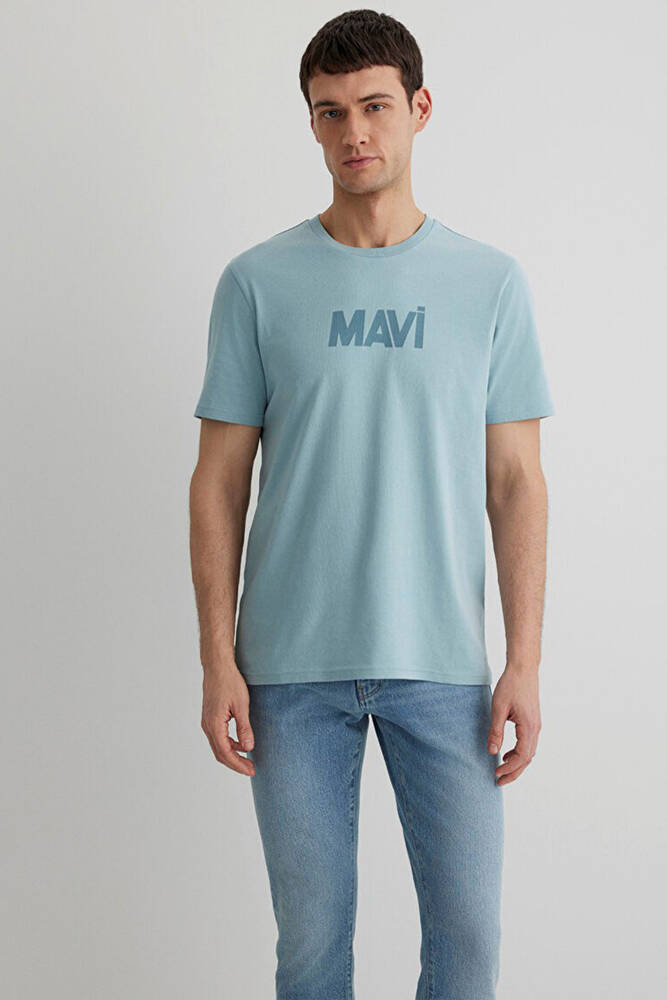 Erkek Mavi Baskılı Tişört 066846-70838 Mavi 
