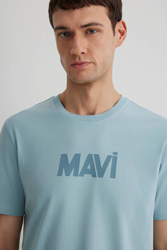 Erkek Mavi Baskılı Tişört 066846-70838 Mavi 