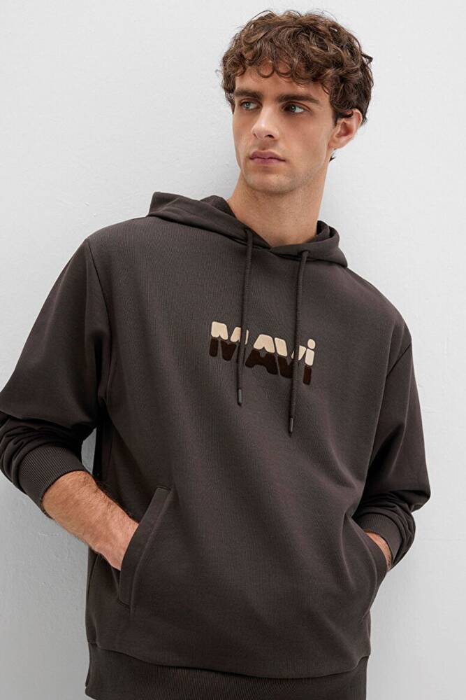 Erkek Mavi Kapüşonlu Sweat 0S10395-70219 Kahve 