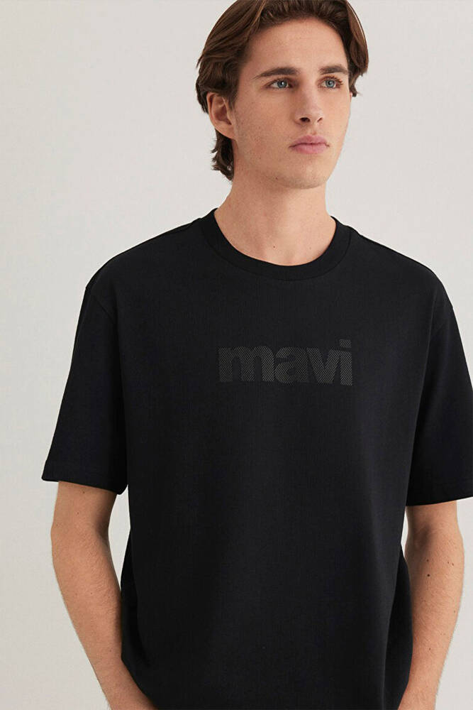 Erkek Mavi Logo Baskılı Tişört 0611807-900 Siyah 
