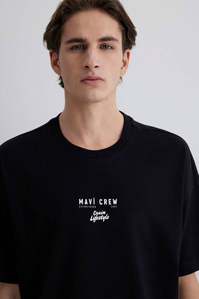 Erkek Mavi Minimal Logo Tişört 0612709-900 Siyah 