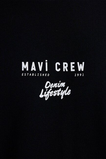 Erkek Mavi Minimal Logo Tişört 0612709-900 Siyah - Thumbnail