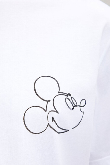 Erkek Mickey Mouse Baskılı Tişört 0611979-620 Beyaz - Thumbnail