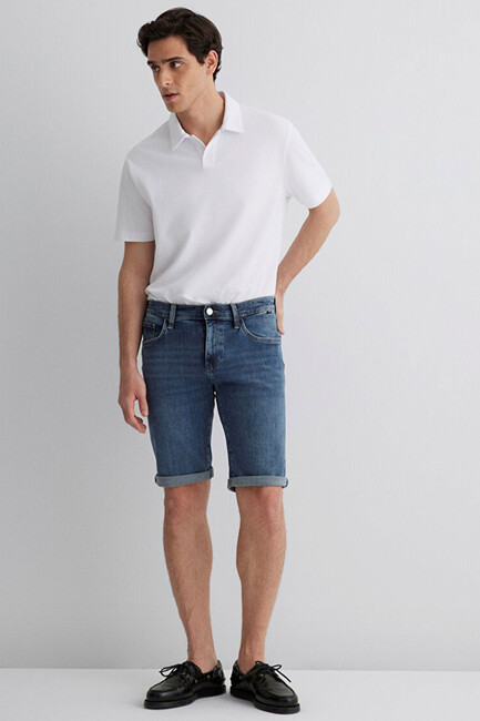Erkek Nicholas Mavi Black Jean Şort 0416084465 Mavi - Thumbnail