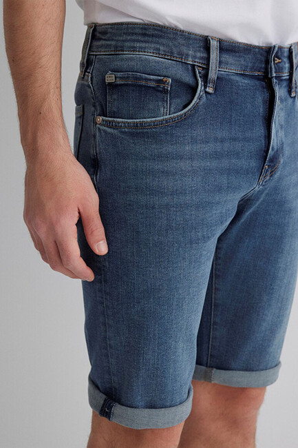 Erkek Nicholas Mavi Black Jean Şort 0416084465 Mavi - Thumbnail
