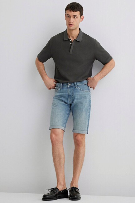 Erkek Nicholas Mavi Premium Denim Şort 0416028720 Mavi - Thumbnail