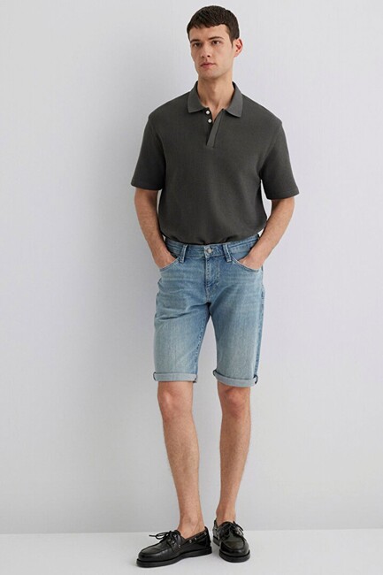 Erkek Nicholas Mavi Premium Denim Şort 0416028720 Mavi - Thumbnail
