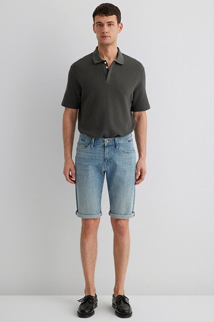 Erkek Nicholas Mavi Premium Denim Şort 0416028720 Mavi - Thumbnail