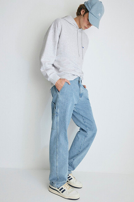 Erkek Oxford Jean Pantolon 0010069-82794 Mavi - Thumbnail