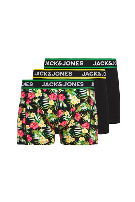 Jack & Jones - Erkek Pink Flowers 3P Boxer 12250612 Siyah 