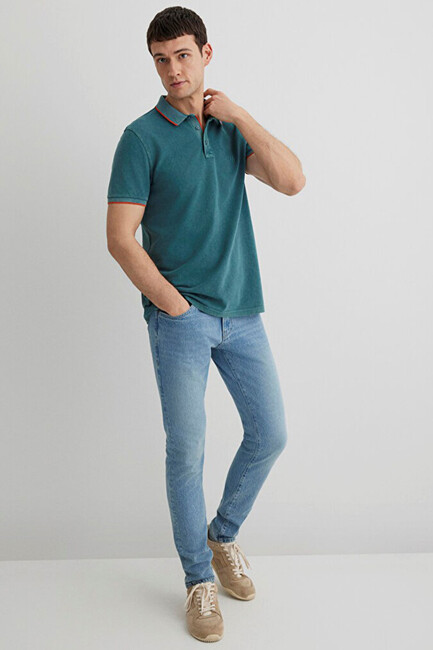 Erkek Polo Tişört 065920-30708 Yeşil - Thumbnail