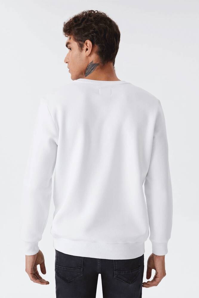 Erkek Regular Fit Sweatshirt LF2028819 Beyaz 