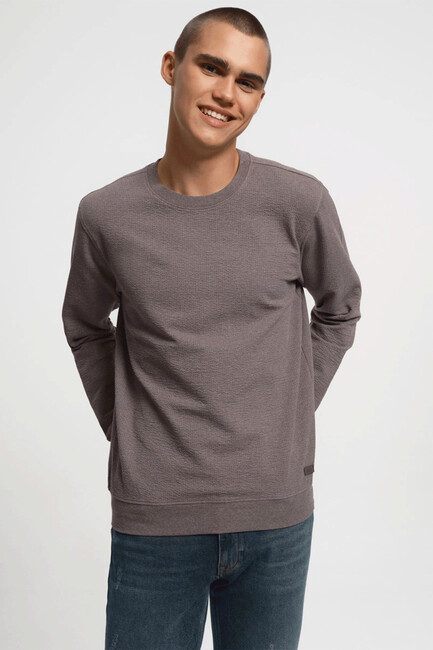 Erkek Regular Fit Sweatshirt LF2034193 Kahverengi - Thumbnail