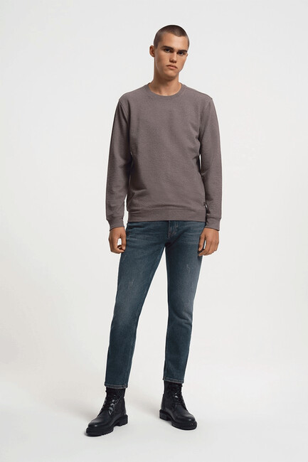 Erkek Regular Fit Sweatshirt LF2034193 Kahverengi - Thumbnail