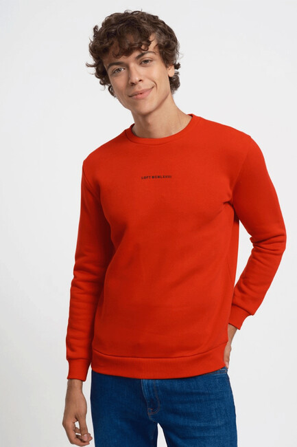 Erkek Regular Fit Sweatshirt LF2034268 Kırmızı - Thumbnail