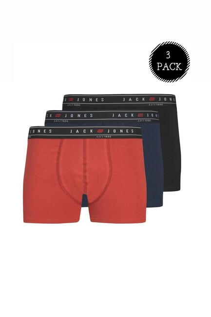 Jack & Jones - Erkek Renkli Logolu 3'lü Boxer Paketi 12237418 Lacivert 