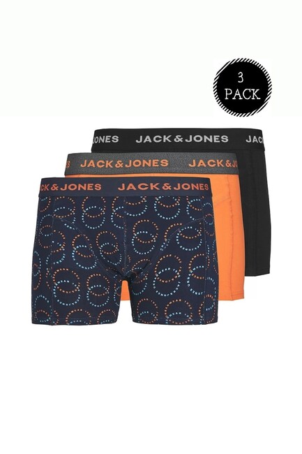 Jack & Jones - Erkek Renkli Logolu 3'lü Boxer Paketi 12237421 Lacivert 