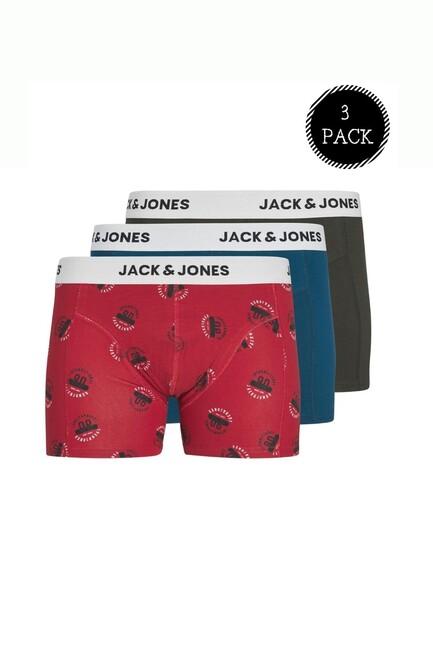 Jack & Jones - Erkek Renkli Logolu 3'lü Boxer Paketi 12237442 Mavi 