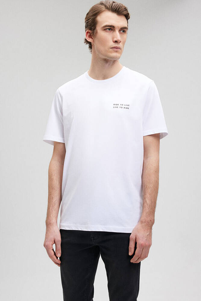 Erkek Sırt Baskılı Tişört 0611915-620 Beyaz 