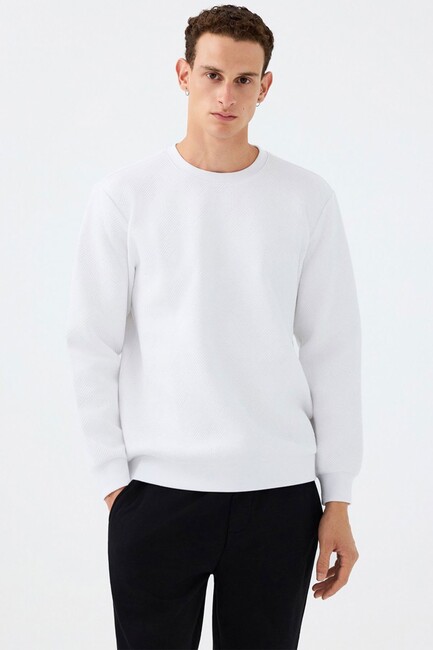 Erkek Sweat LF2040993 Beyaz - Thumbnail