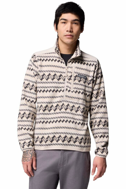Erkek Sweater Weather Printed Yarım Fermuarlı II Polar Üst AO5809_280 Kahve (1)