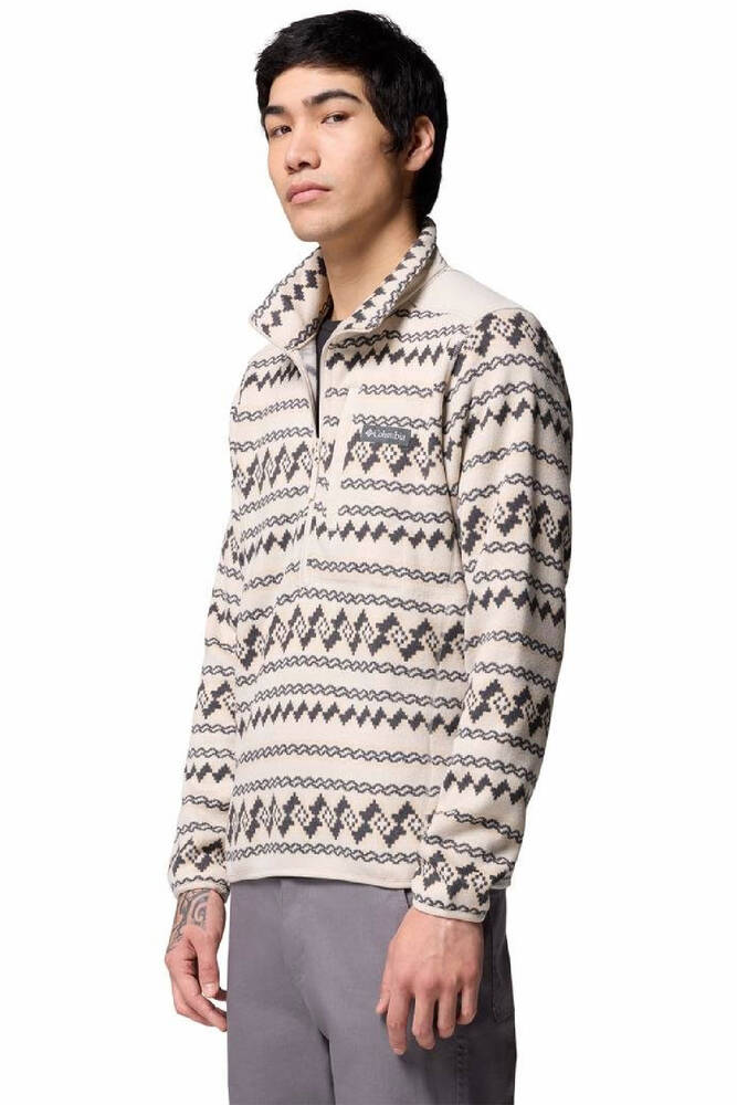 Erkek Sweater Weather Printed Yarım Fermuarlı II Polar Üst AO5809_280 Kahve 